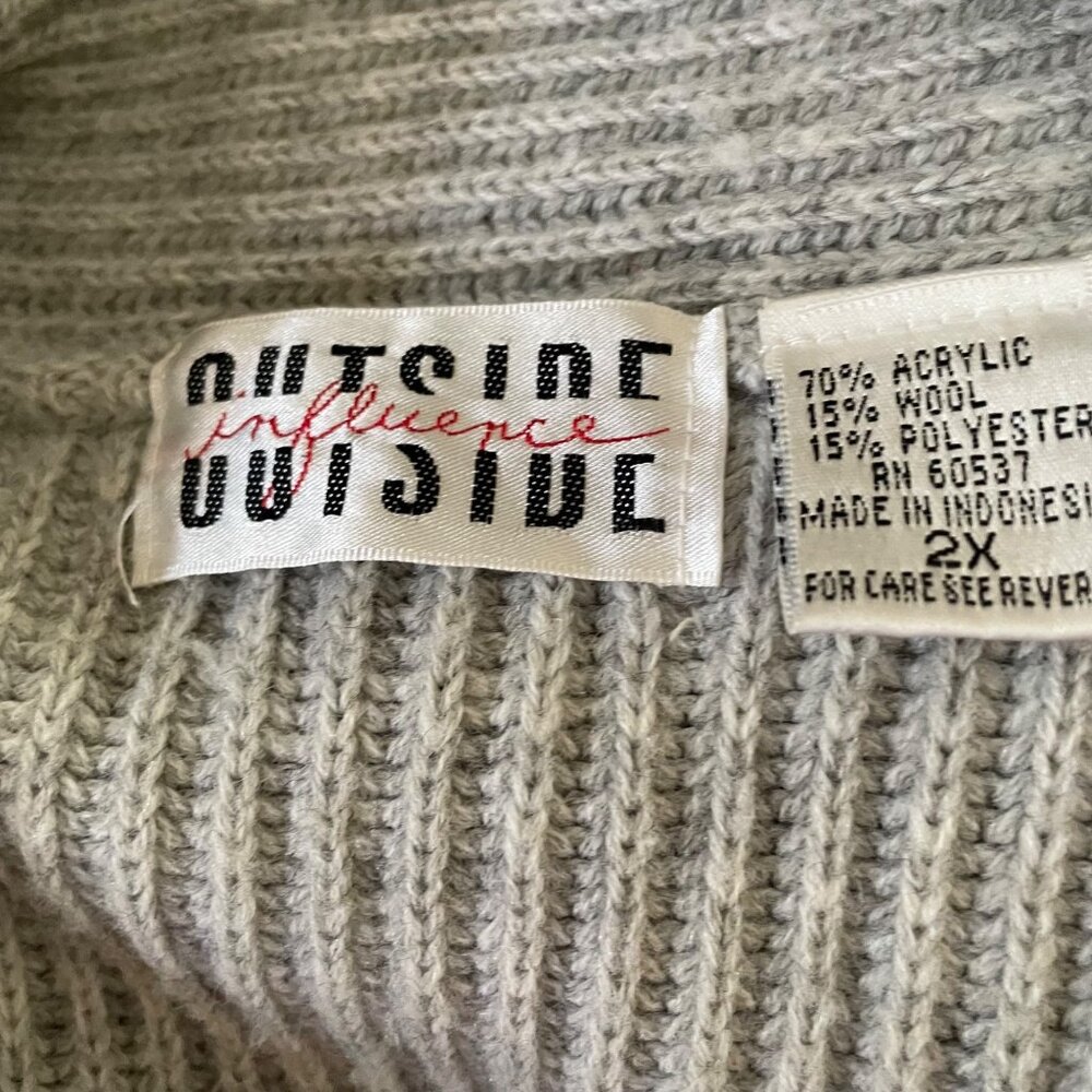 Outside Influence Gray Ribbed Knit Cardigan Sweater Pockets Plus Size 2X  u - Picture 6 of 12